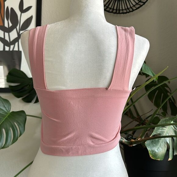 NWOT Free People Straight Lines Bralette M/L Pull On Longline Wide Strap Stretch - Picture 5 of 13